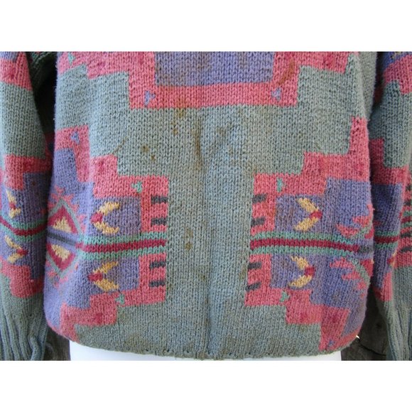 Vintage Ralph Lauren Polo Country Cotton Hand Knitted Aztec Southwest Sweater S - Picture 2 of 9
